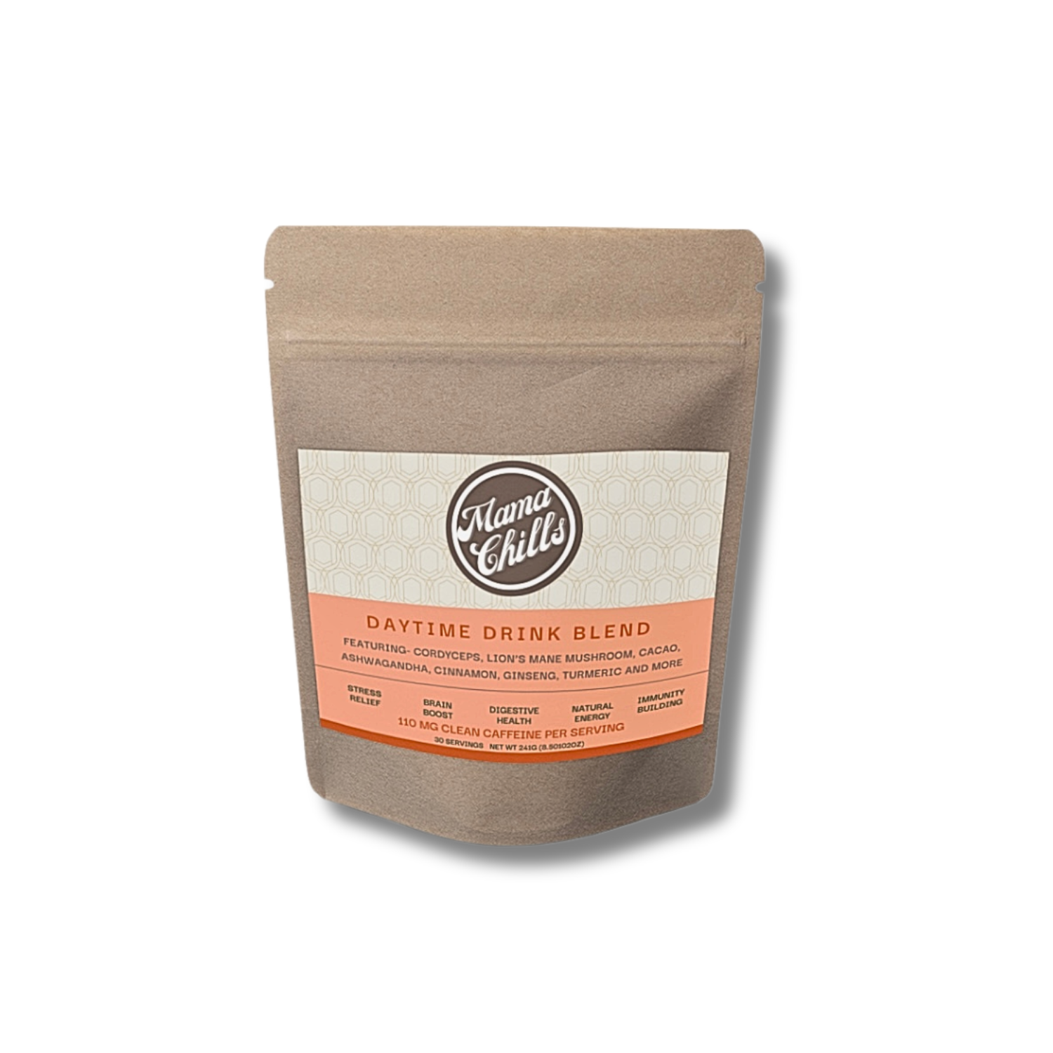 MAMA CHILLS DAY TIME MUSHROOM DRINK BLEND- 110MG CAFFEINE- 30 SERVINGS
