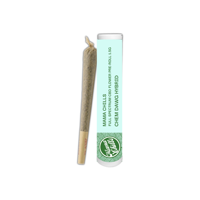 Mama Chills Chem Dawg CBD Prerolls 1 pack front angle