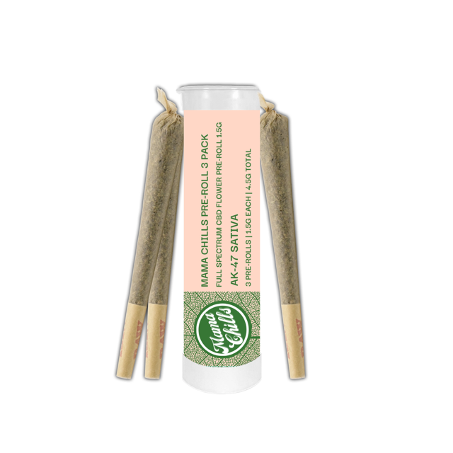 FULL SPECTRUM CBD FLOWER 1.5 G PRE-ROLLS- AK-47 SATIVA