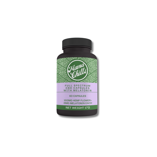Mama Chill Full Spectrum CBD capsules with Melatonin Front Angle